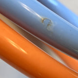 Set of 2 Bangles, orange, blue, plastic, vintage