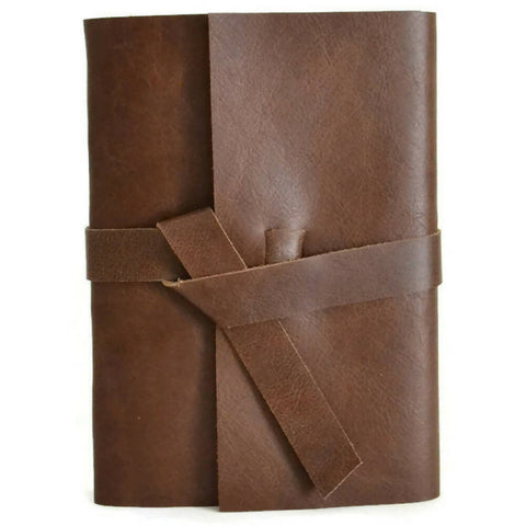 Handmade Leather Journal with Lined Pages, Chocolate Brown
