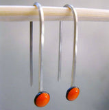 Orange Dot Glass Enamel Earrings with Sterling Silver Ear Wires