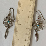 Dream Catcher Earrings, silver tone, vintage