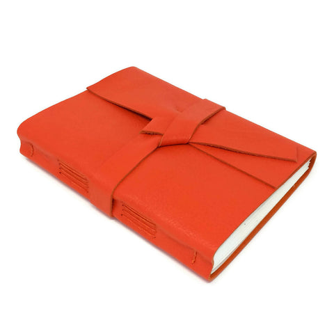 Handmade Leather Journal with Lined Pages, Alumni Orange