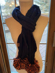 Twin pompom scarf