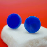 Blue Streak Rounds - Glass Earrings