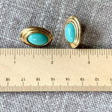 Oval Inset Earrings, Pierced, Turquoise blue