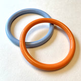 Set of 2 Bangles, orange, blue, plastic, vintage