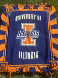 University Of Illinois Block I Handmade Fringed Fleece Throw Blanket