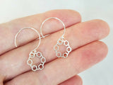 Silver Hexagon Honeycomb Hoop Dangle Earrings
