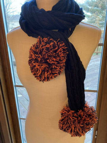 Twin pompom scarf