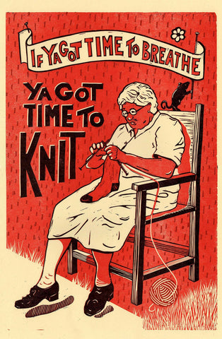 Time to Knit Letterpress Poster