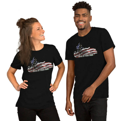 Flag Motorcycle - Born to Ride Free T-Shirt