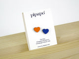 Orange & Blue Heart Stud Earrings