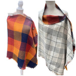 Checked Reversible Button Poncho