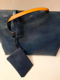 Reversible orange and blue tote