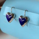 Sterling and Blue Heart Earrings, vintage