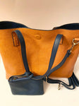 Reversible orange and blue tote