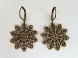 Filigree Antique Brass Snowflake Earrings