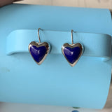 Sterling and Blue Heart Earrings, vintage