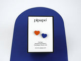 Orange & Blue Heart Stud Earrings