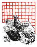 Jill's Chickens Linocut Print